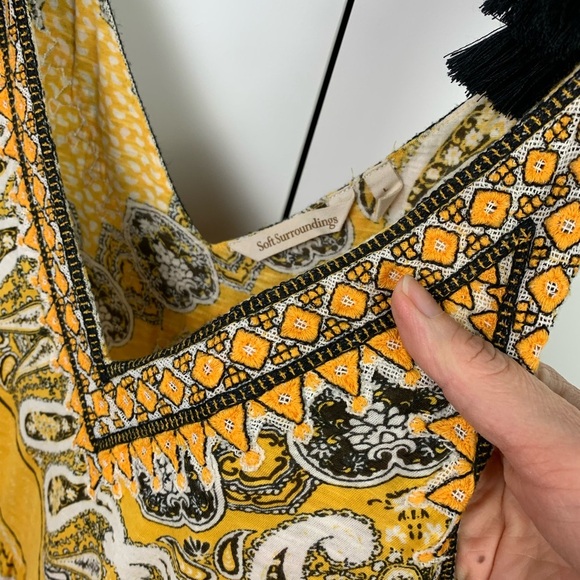 Soft Surroundings LARGE Indha Maxi Dress Yellow Embroidered Beads Boho - Picture 8 of 12